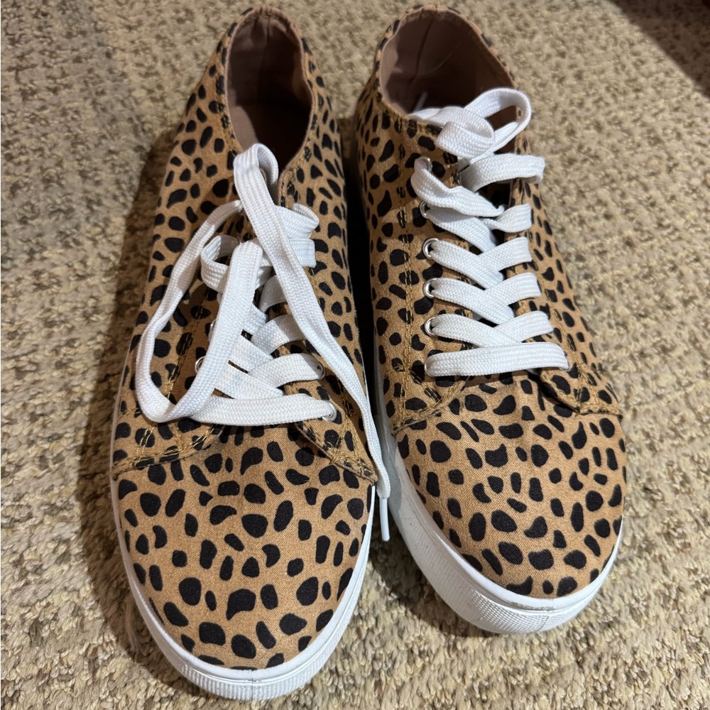 Leopard Print Sneakers with White Laces